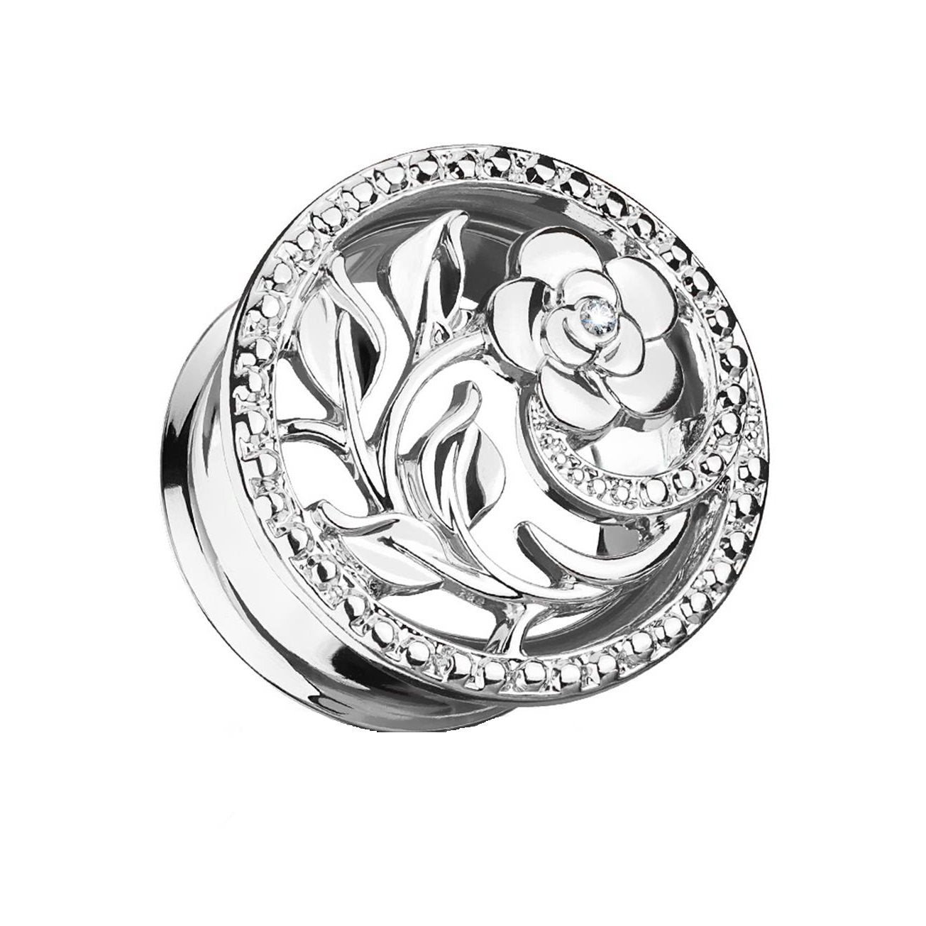 Ohrplug Blumen REBEN ZIRKONIA Ohrpiercing Ohrschmuck Chirurgenstahl Tunnel Sattelverschluss Silber Gold Roségold Clear 6-16mm
