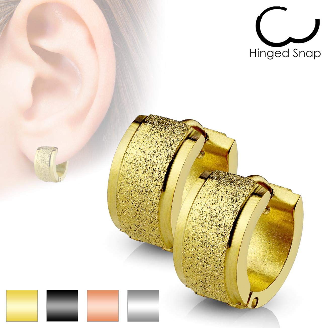 Damen 1 Paar Creolen sandgebürstet Ohrringe Schmuck Ohrstecker Chirurgenstahl Multicolor Breite 4mm