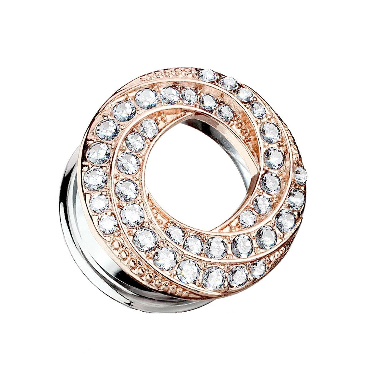 Ohrtunnel Glitzer-Wirbel ZIRKONIA Ohrpiercing Ohrschmuck Chirurgenstahl Plug Sattelverschluss Silber Gold Roségold Clear 6-16mm