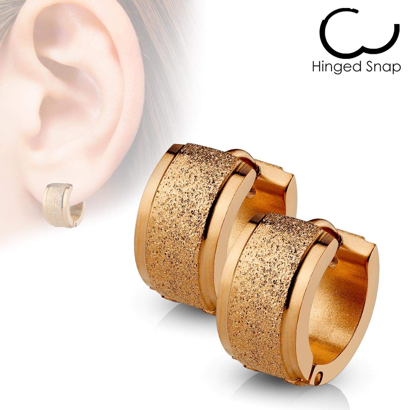 Damen 1 Paar Creolen sandgebürstet Ohrringe Schmuck Ohrstecker Chirurgenstahl Multicolor Breite 7mm