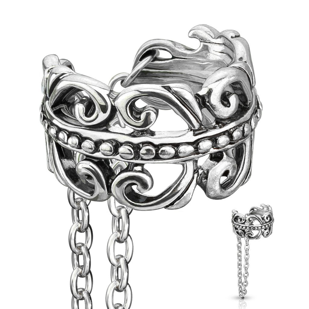 Ohrklemme KELTISCHES HERZ KETTEN-ANHÄNGER Ohrringe Ohrclip Fake-Piercing Messing Silber Gold