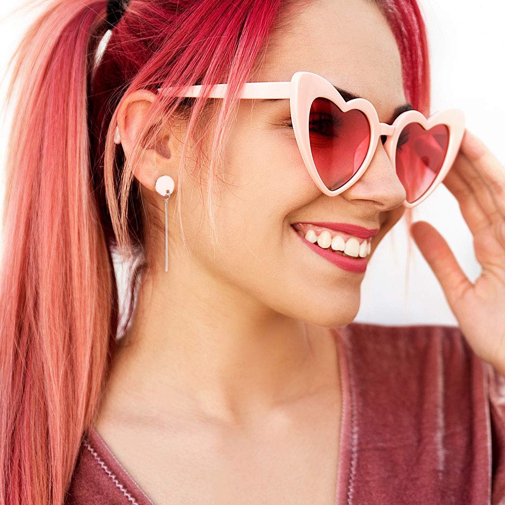 1 Paar Damen Ohrstecker Runde Platte Anhänger Balken Ohrringe Chirurgenstahl Silber Gold Roségold