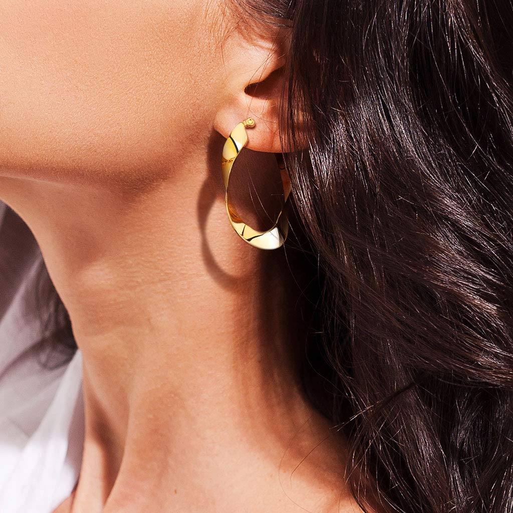 1 Paar Damen verdrehte CREOLEN OVALES-DESIGN Ohrringe Ohrstecker Chirurgenstahl Multicolor