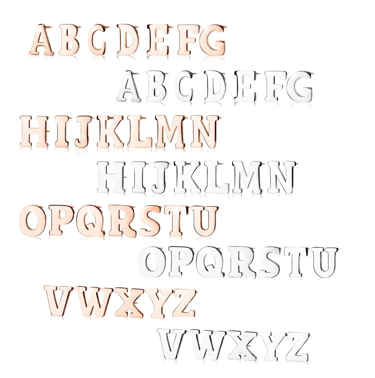 1 Paar Ohrstecker ALPHABET INITIALEN e Ohrringe Schmuck Set Edelstahl Silber Roségold