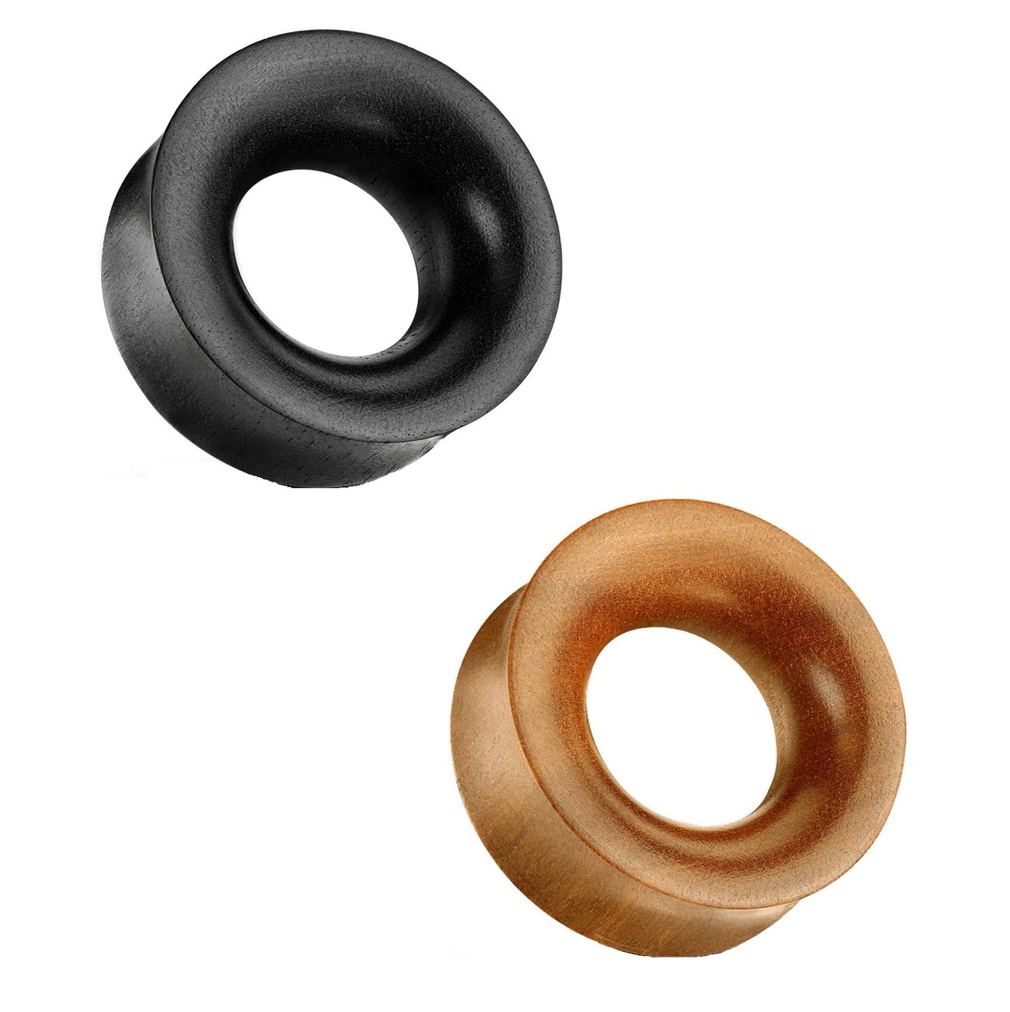 Ohrtunnel KONKAVES Design Ohrpiercing Ohrschmuck ORGANISCHES Holz Plug Sattelverschluss Braun Schwarz 5-25mm