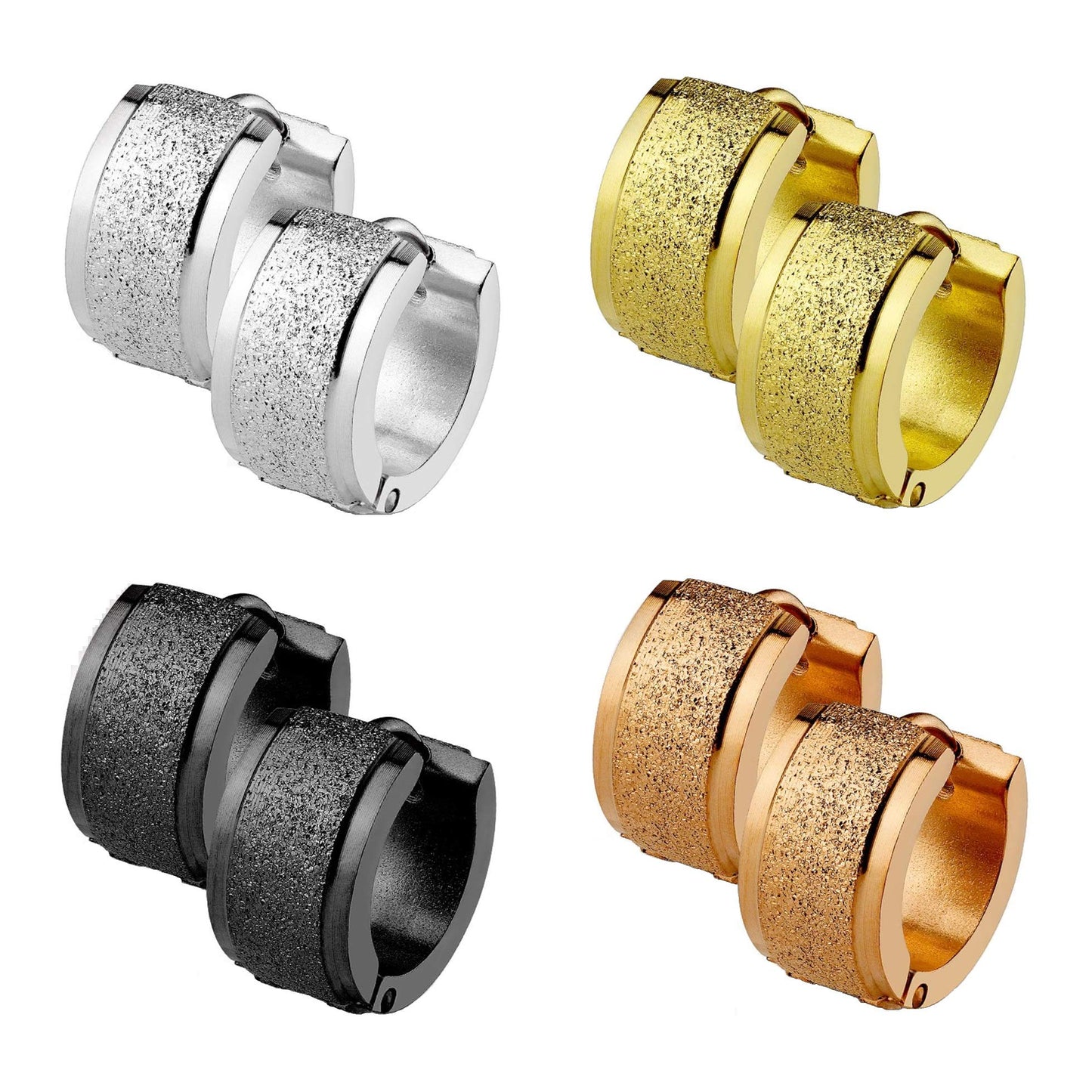 Damen 1 Paar Creolen sandgebürstet Ohrringe Schmuck Ohrstecker Chirurgenstahl Multicolor Breite 4mm