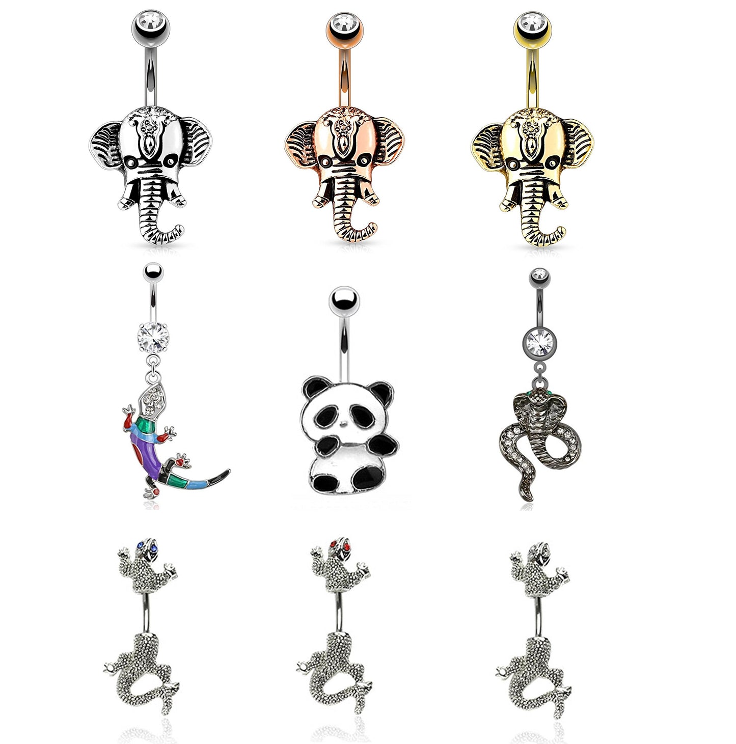 Bauchnabelpiercing 1,6mm 10mm Exotische Tiere Nabelpiercing Edelstahl Chirurgenstahl Bananabell Zirkonia Silber Gold Roségold