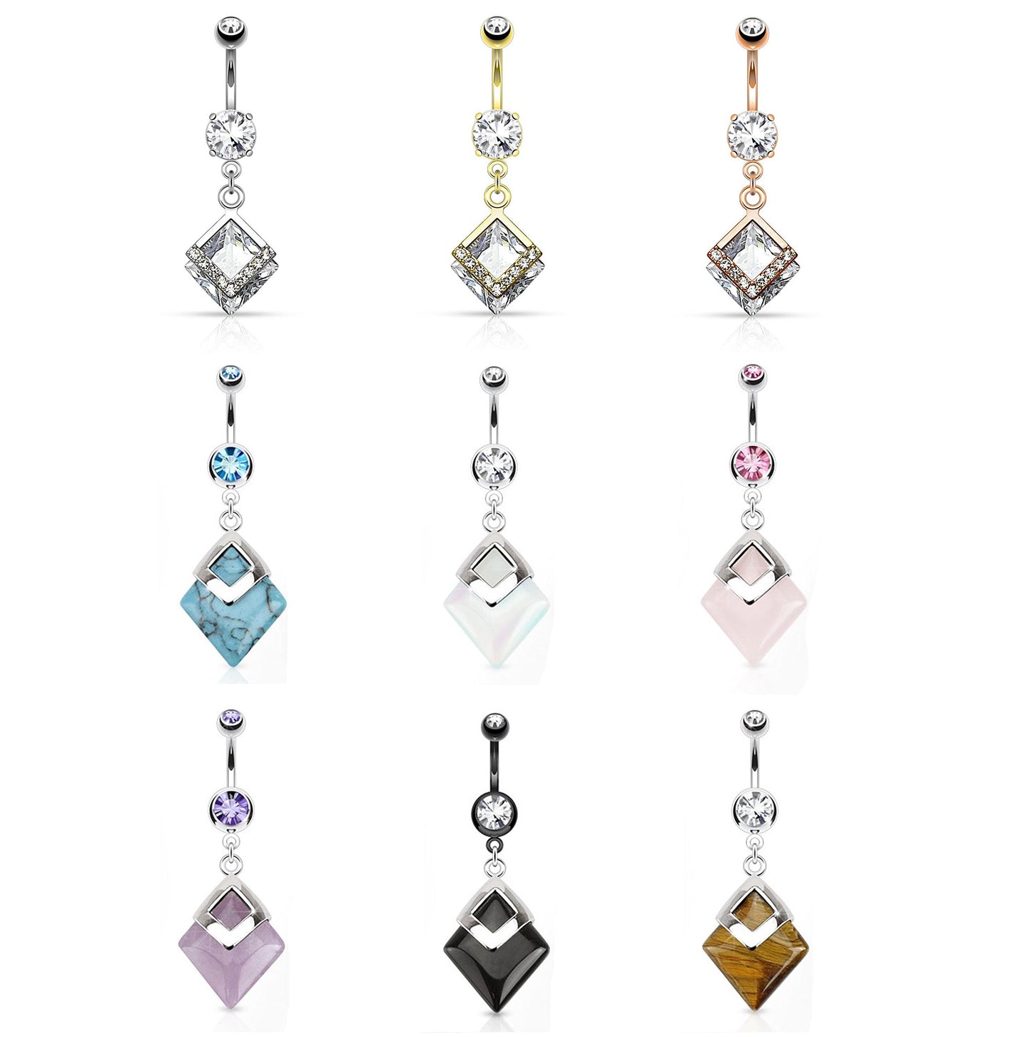 Bauchnabelpiercing 1,6mm 10mm Diamant Anhänger Nabelpiercing Edelstahl Chirurgenstahl Bananabell Zirkonia Silber Gold Roségold