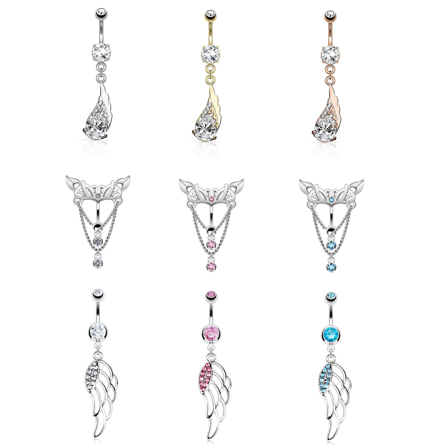 Bauchnabelpiercing 1,6mm 10mm Fantasy Charm Nabelpiercing Edelstahl Chirurgenstahl Bananabell Zirkonia Silber Gold Roségold