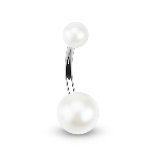 Bauchnabelpiercing PERL-Effekt ACRYL-Kugeln 8mm 1,6mm 10mm Nabelpiercing Chirurgenstahl Bananabell Silber viele Farben
