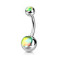 Bauchnabelpiercing Doppel-Kugel Irisierender Stein Nabelpiercing Chirurgenstahl Bananabell viele Farben Stab 1,6/10mm