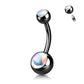 Bauchnabelpiercing Doppel-Kugel Irisierender Stein Nabelpiercing Chirurgenstahl Bananabell viele Farben Stab 1,6/10mm