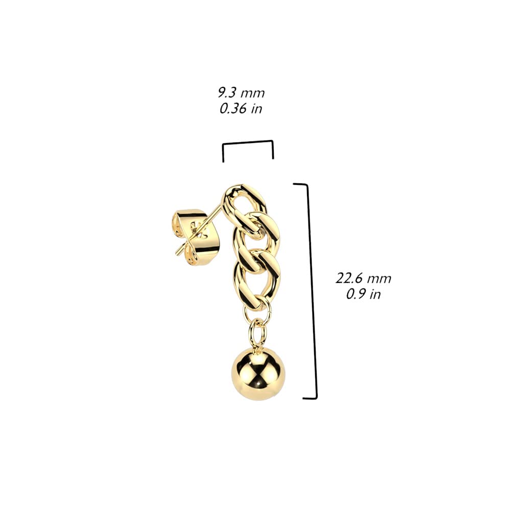 1 Paar Damen Ohrstecker Ketten-Design Kugel-Anhänger Chirurgenstahl Ohrringe Ohrhänger Silber Gold