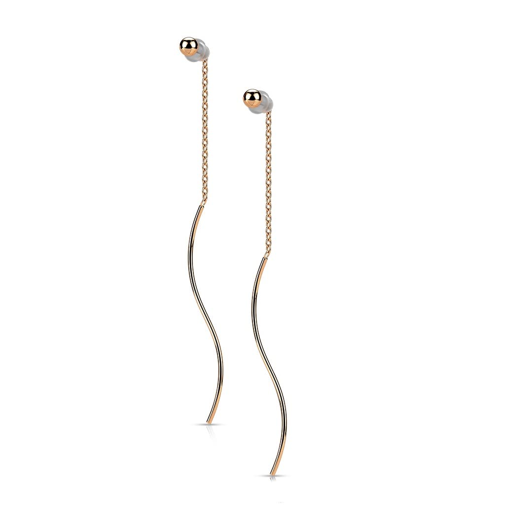 1 Paar Damen Ohrringe Durchzieher Kugel Wellen-Anhänger Ohrringe Ohrstecker Chirurgenstahl Silber Gold Roségold