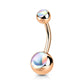 Bauchnabelpiercing Doppel-Kugel Irisierender Stein Nabelpiercing Chirurgenstahl Bananabell viele Farben Stab 1,6/10mm