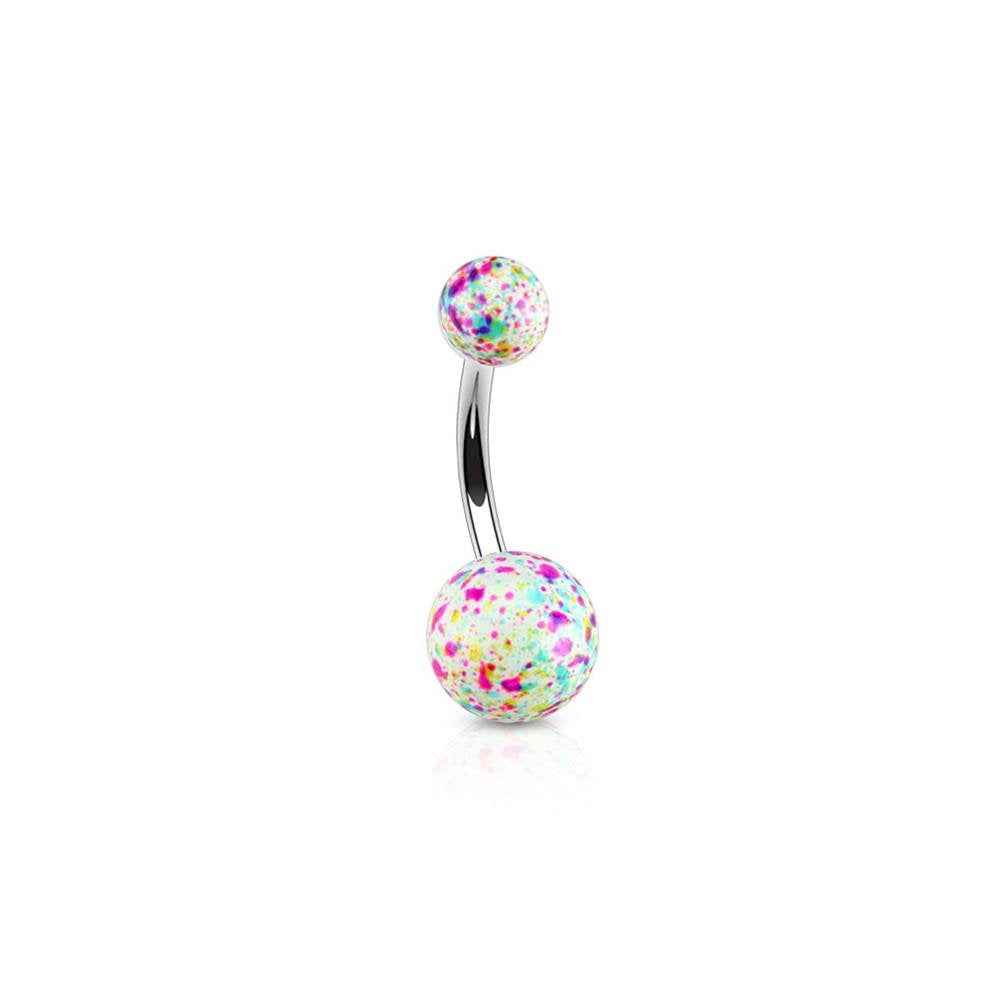 Bauchnabelpiercing 1,6mm 10mm Splatter Spritzer Grafitti Ball Nabelpiercing Edelstahl Chirurgenstahl Bananabell Zirkonia