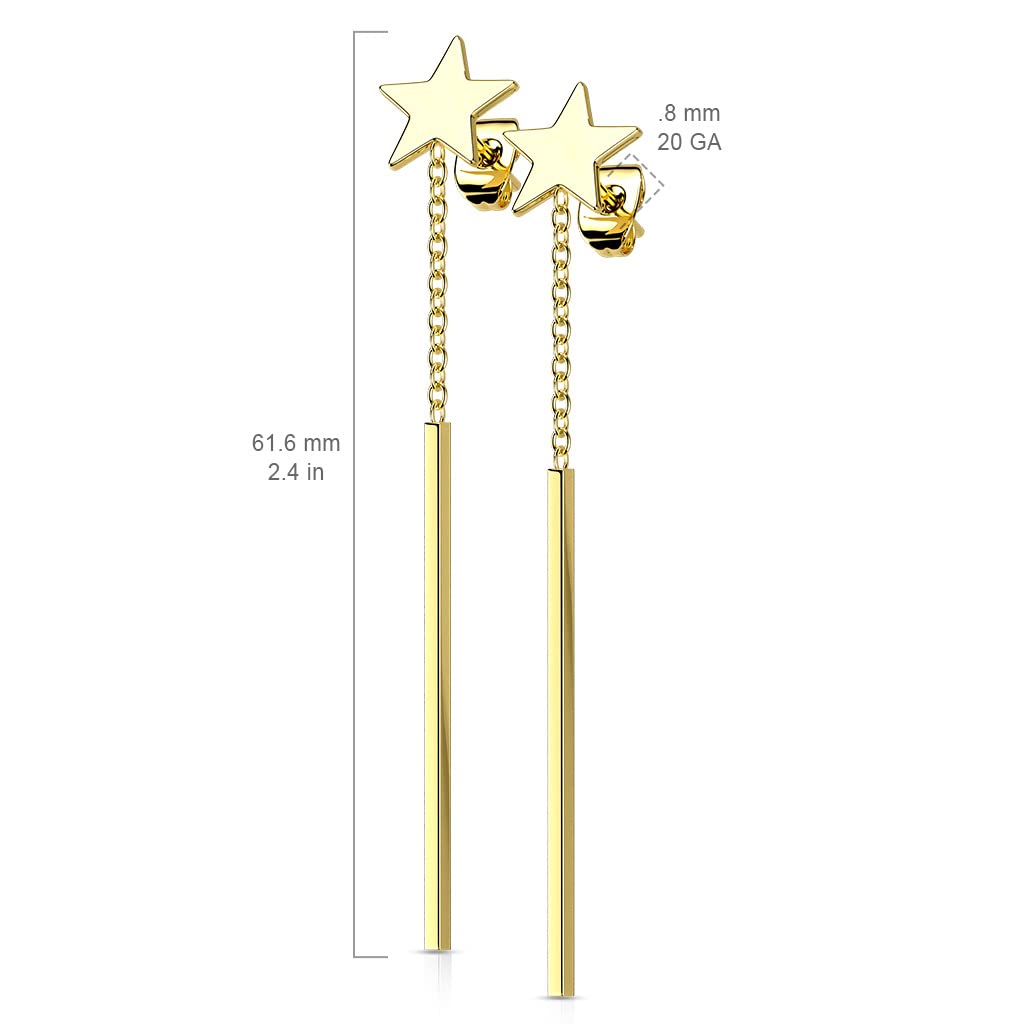1 Paar Damen Ohrstecker Stern Ohrringe Stab-Anhänger Ohrhänger Silber Gold Schwarz Roségold