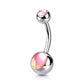 Bauchnabelpiercing Doppel-Kugel Irisierender Stein Nabelpiercing Chirurgenstahl Bananabell viele Farben Stab 1,6/10mm