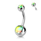 Bauchnabelpiercing Doppel-Kugel Irisierender Stein Nabelpiercing Chirurgenstahl Bananabell viele Farben Stab 1,6/10mm