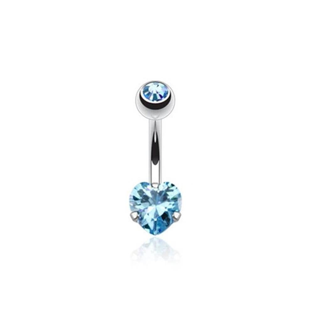 Bauchnabelpiercing Herz Zirkonia 7 x 8,5mm Nabelpiercing 1,6mm 10mm Chirurgenstahl Bananabell Clear Pink Aqua Rot Lila