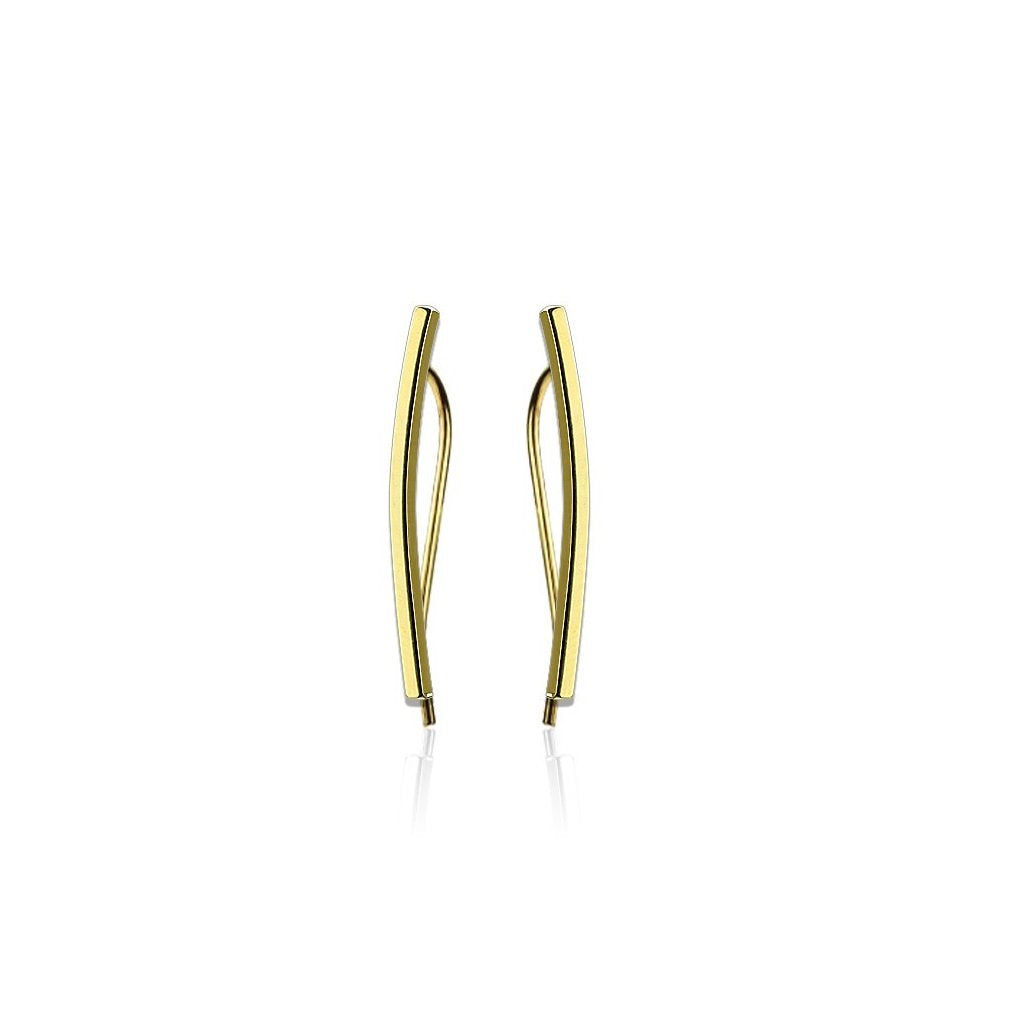 1 Paar Ohrklemmen gebogener BALKEN 23 x 2mm Set Ohrringe Ohrclip Ohrstecker Chirurgenstahl Silber Gold Roségold