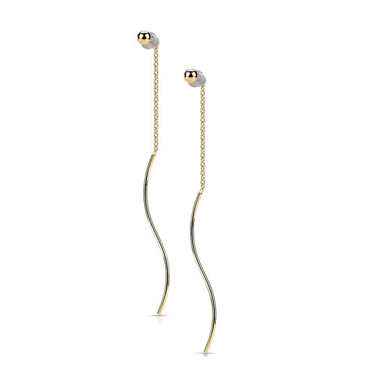 1 Paar Damen Ohrringe Durchzieher Kugel Wellen-Anhänger Ohrringe Ohrstecker Chirurgenstahl Silber Gold Roségold