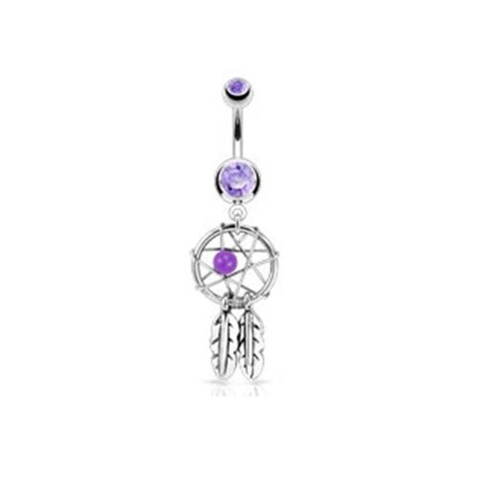 Bauchnabelpiercing 1,6mm 10mm Traumfänger Anhänger Nabelpiercing Chirurgenstahl Bananabell Zirkonia Silber viele Farben