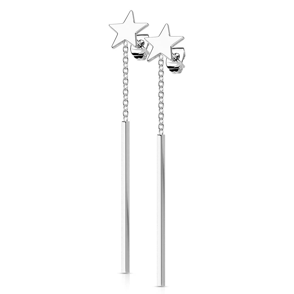 1 Paar Damen Ohrstecker Stern Ohrringe Stab-Anhänger Ohrhänger Silber Gold Schwarz Roségold