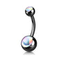 Bauchnabelpiercing Doppel-Kugel Irisierender Stein Nabelpiercing Chirurgenstahl Bananabell viele Farben Stab 1,6/10mm