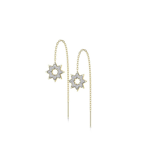 1 Paar Damen Ohrringe Durchzieher Kristall Pavé Clear Schneeflocke Anhänger Ohrringe Ohrstecker Chirurgenstahl Silber Gold Roségold