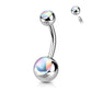 Bauchnabelpiercing Doppel-Kugel Irisierender Stein Nabelpiercing Chirurgenstahl Bananabell viele Farben Stab 1,6/10mm