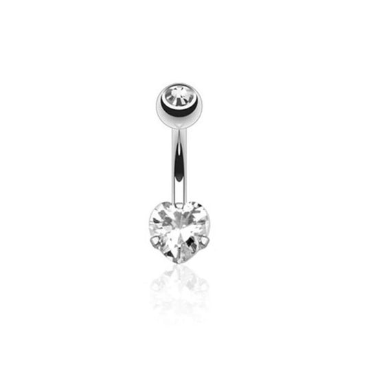 Bauchnabelpiercing Herz Zirkonia 7 x 8,5mm Nabelpiercing 1,6mm 10mm Chirurgenstahl Bananabell Clear Pink Aqua Rot Lila