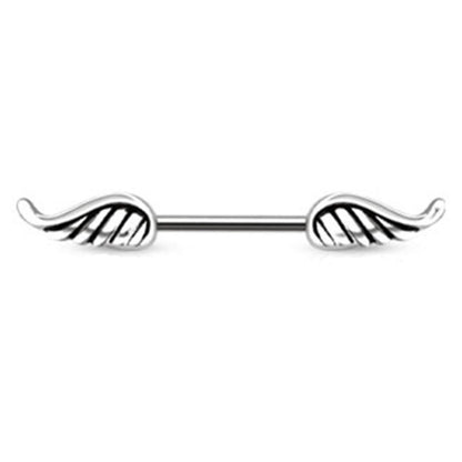 Engels-FLÜGEL Brustwarzenpiercing Brustpiercing Nippelpiercing Edelstahl VERGOLDET KRISTALL ZIRKONIA Clear PINK Aqua 1,6mm 12mm