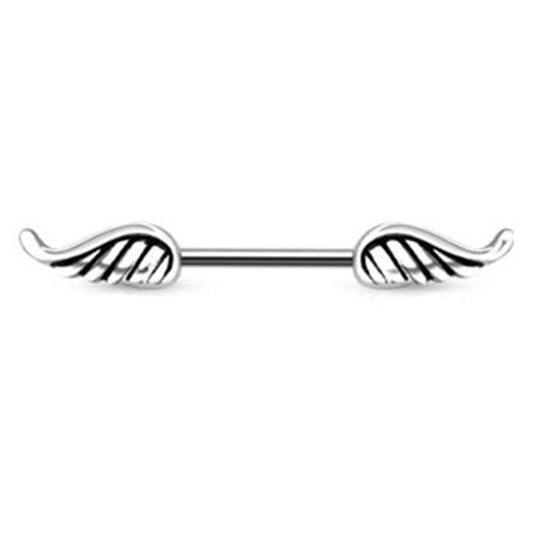 Engels-FLÜGEL Brustwarzenpiercing Brustpiercing Nippelpiercing Edelstahl VERGOLDET KRISTALL ZIRKONIA Clear PINK Aqua 1,6mm 12mm