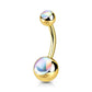 Bauchnabelpiercing Doppel-Kugel Irisierender Stein Nabelpiercing Chirurgenstahl Bananabell viele Farben Stab 1,6/10mm