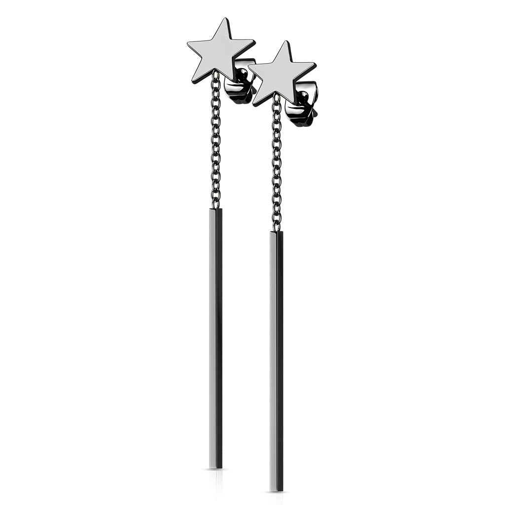1 Paar Damen Ohrstecker Stern Ohrringe Stab-Anhänger Ohrhänger Silber Gold Schwarz Roségold