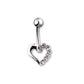 Bauchnabelpiercing 1,6mm 10mm Herz Nabelpiercing Edelstahl Chirurgenstahl Bananabell Zirkonia Silber Gold 14 Karat