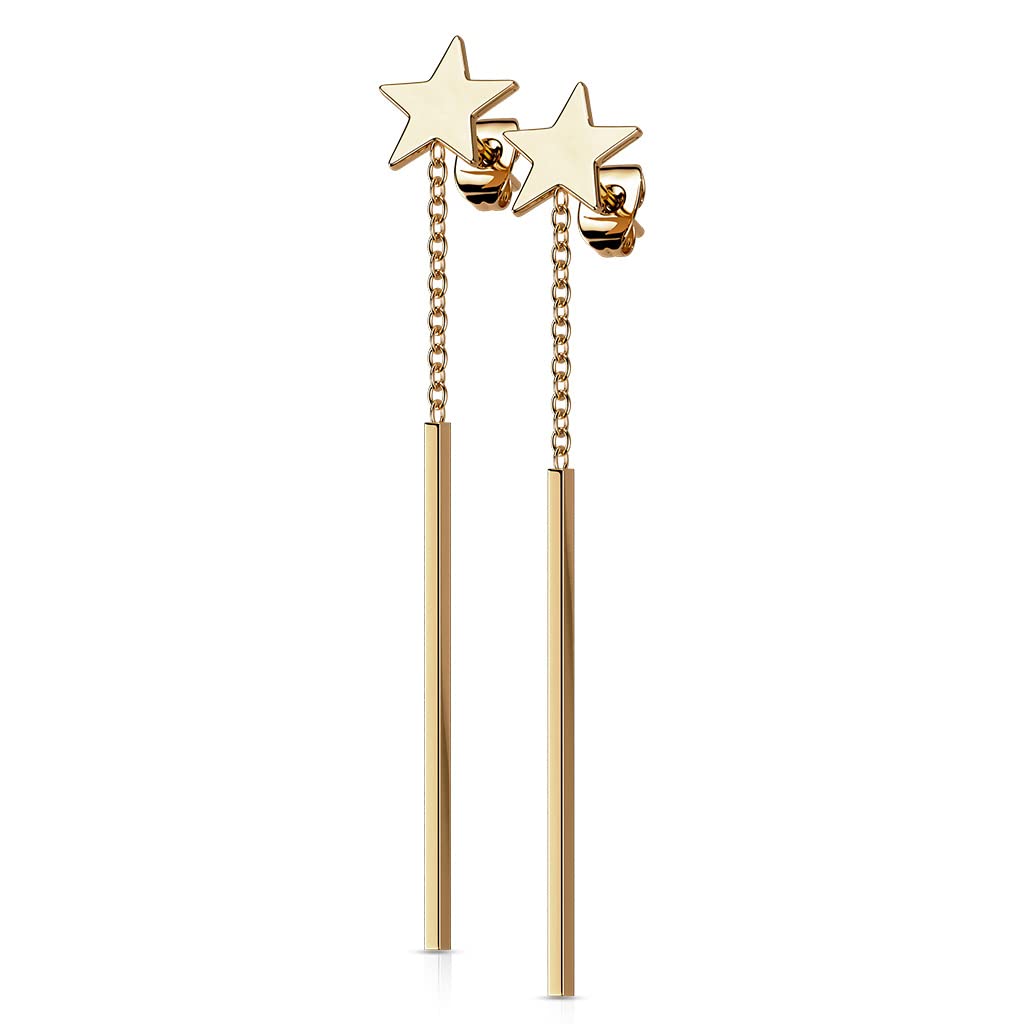 1 Paar Damen Ohrstecker Stern Ohrringe Stab-Anhänger Ohrhänger Silber Gold Schwarz Roségold