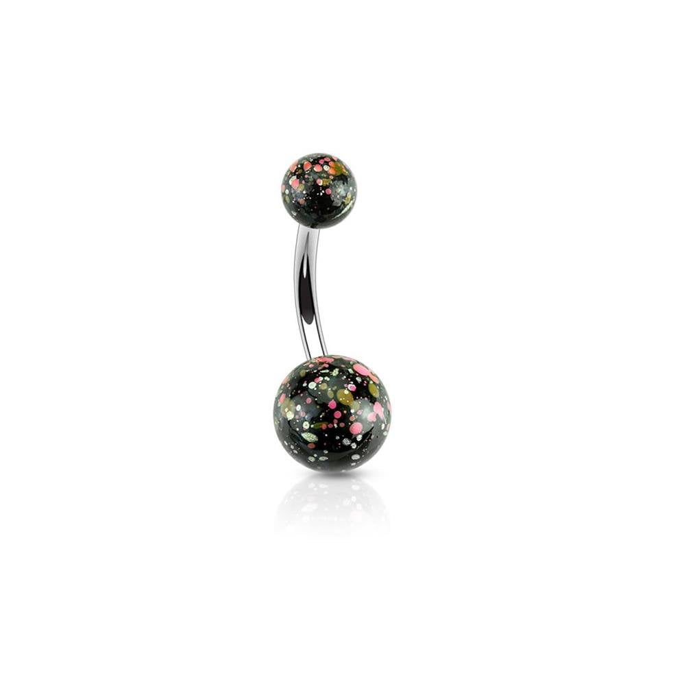 Bauchnabelpiercing 1,6mm 10mm Splatter Spritzer Grafitti Ball Nabelpiercing Edelstahl Chirurgenstahl Bananabell Zirkonia