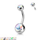Bauchnabelpiercing Doppel-Kugel Irisierender Stein Nabelpiercing Chirurgenstahl Bananabell viele Farben Stab 1,6/10mm