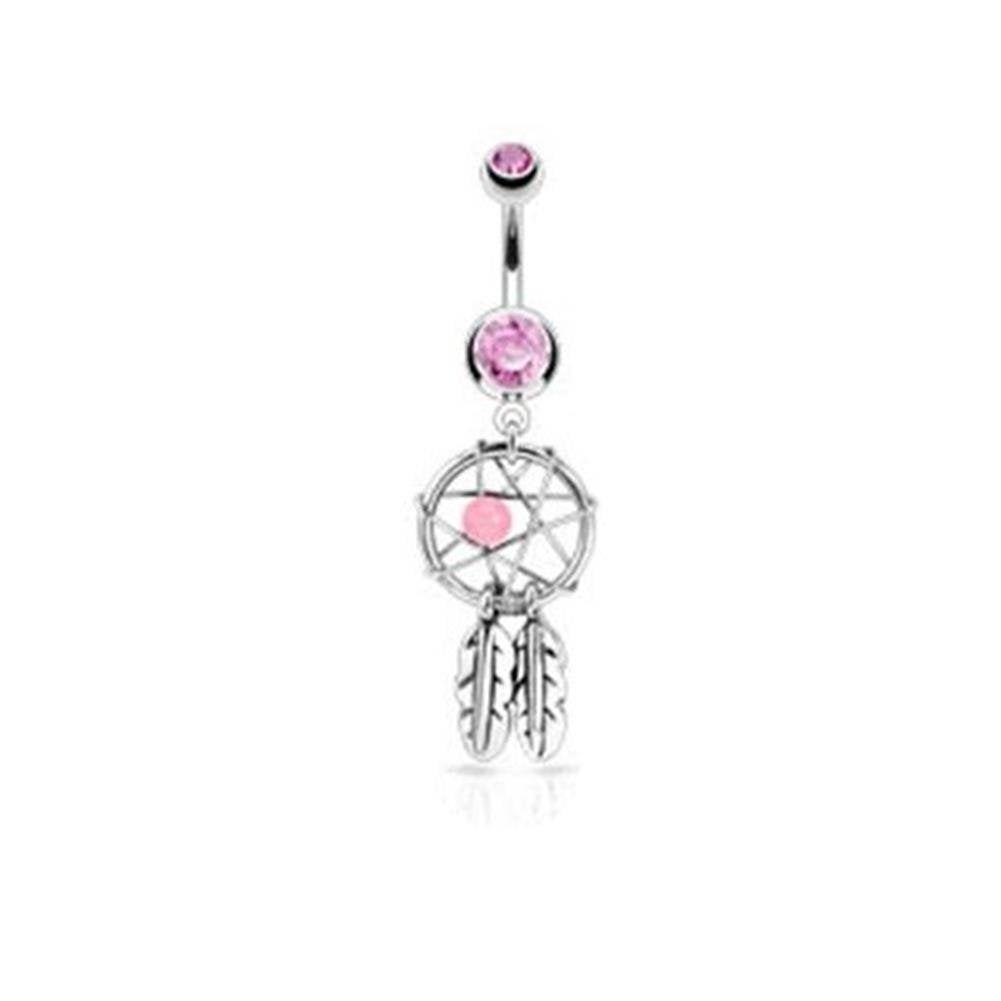Bauchnabelpiercing 1,6mm 10mm Traumfänger Anhänger Nabelpiercing Chirurgenstahl Bananabell Zirkonia Silber viele Farben