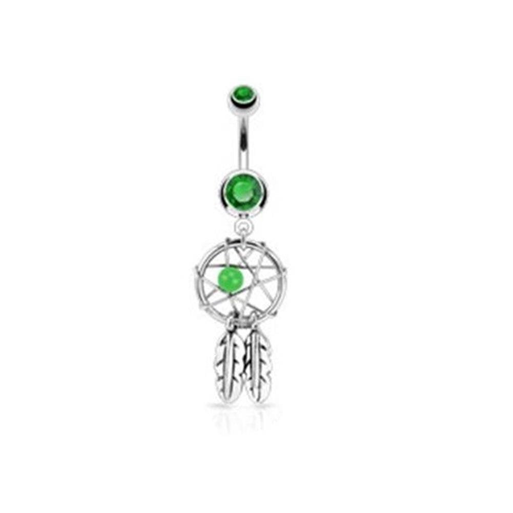 Bauchnabelpiercing 1,6mm 10mm Traumfänger Anhänger Nabelpiercing Chirurgenstahl Bananabell Zirkonia Silber viele Farben