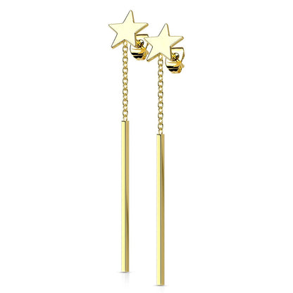 1 Paar Damen Ohrstecker Stern Ohrringe Stab-Anhänger Ohrhänger Silber Gold Schwarz Roségold