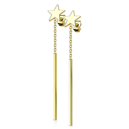 1 Paar Damen Ohrstecker Stern Ohrringe Stab-Anhänger Ohrhänger Silber Gold Schwarz Roségold