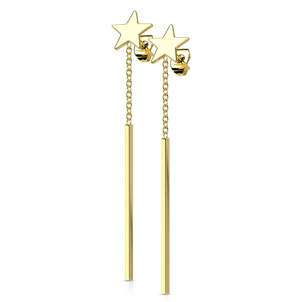 1 Paar Damen Ohrstecker Stern Ohrringe Stab-Anhänger Ohrhänger Silber Gold Schwarz Roségold