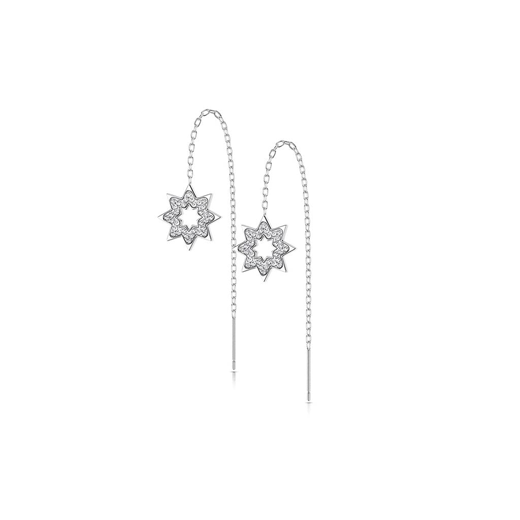 1 Paar Damen Ohrringe Durchzieher Kristall Pavé Clear Schneeflocke Anhänger Ohrringe Ohrstecker Chirurgenstahl Silber Gold Roségold