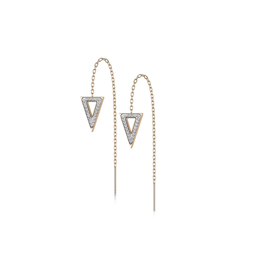 1 Paar Damen Ohrringe Durchzieher Kristall Pavé Clear Dreieck-Anhänger Ohrringe Ohrstecker Chirurgenstahl Silber Gold Roségold