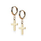 1 Paar Damen Creolen Ohrhänger Kreuz-Anhänger Ohrringe Ohrstecker Chirurgenstahl Silber Gold Schwarz Roségold