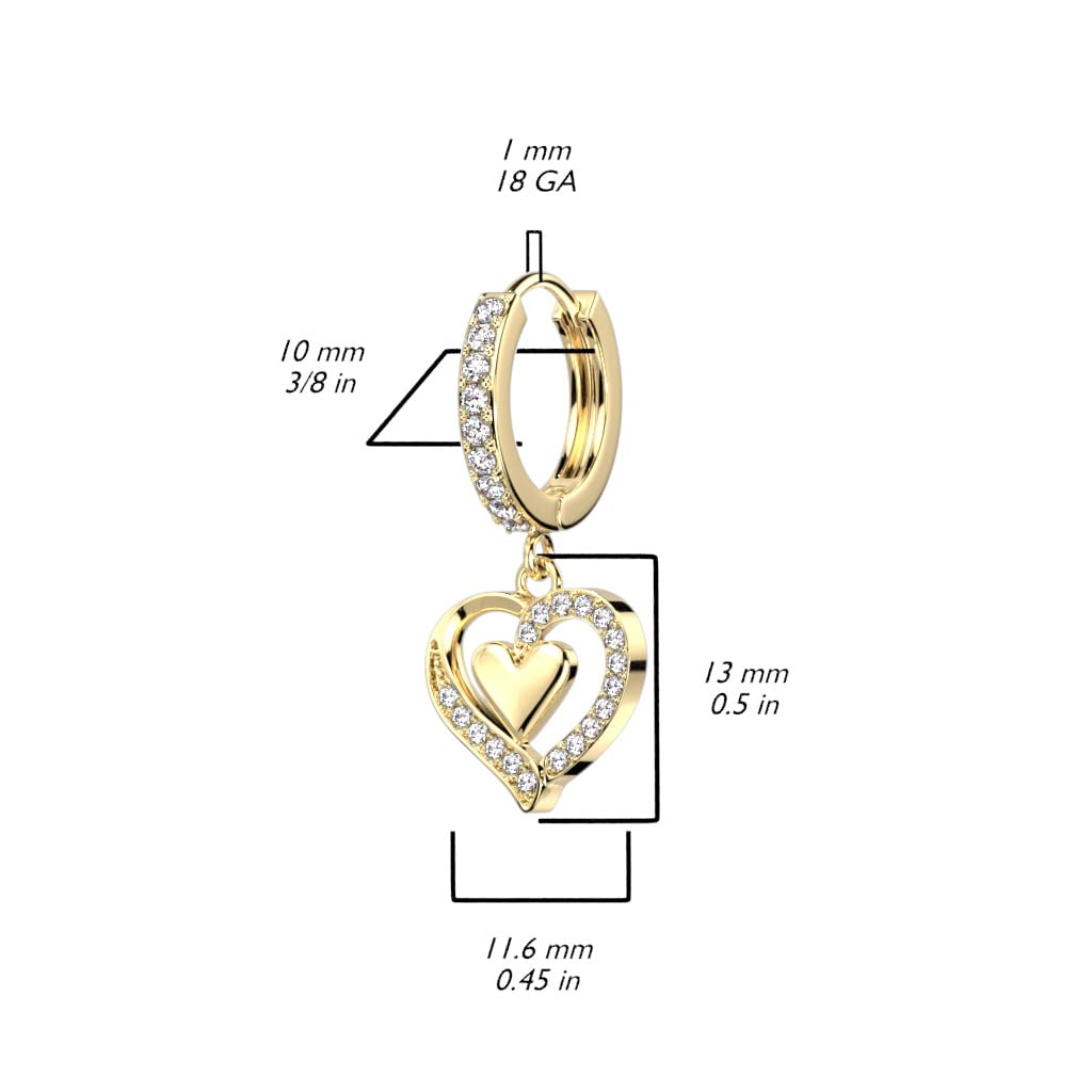1 Paar Damen Creolen Ohrhänger Anhänger Herzen Pavé Zirkonia Clear Ohrringe Ohrstecker Silber Gold