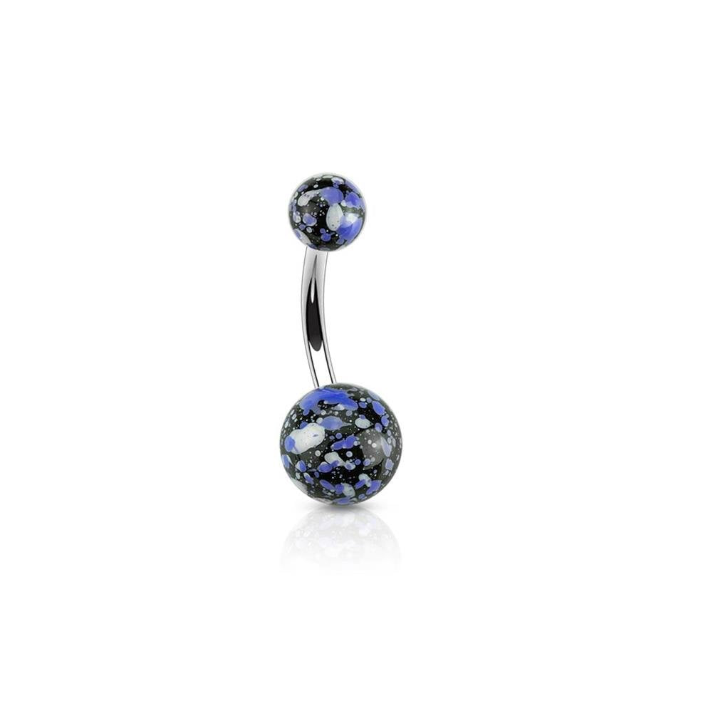 Bauchnabelpiercing 1,6mm 10mm Splatter Spritzer Grafitti Ball Nabelpiercing Edelstahl Chirurgenstahl Bananabell Zirkonia